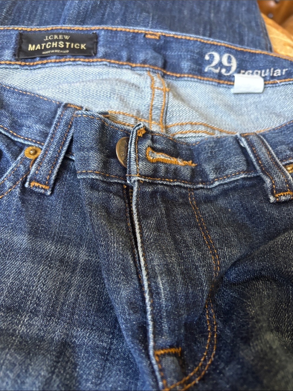 J. Crew Matchstick Straight Leg Jeans - Dark Blue with Contrast Stitching